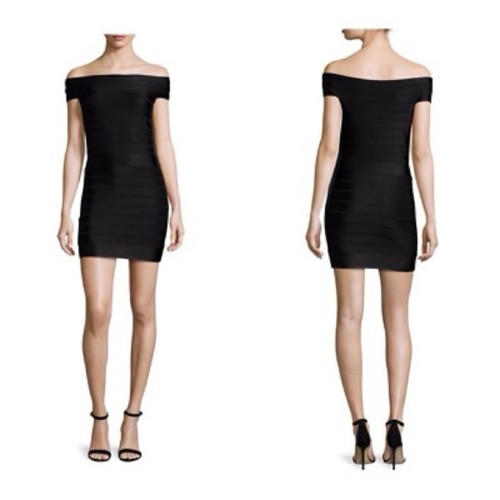 French Connection Black Off-Shoulder Mini Dress
